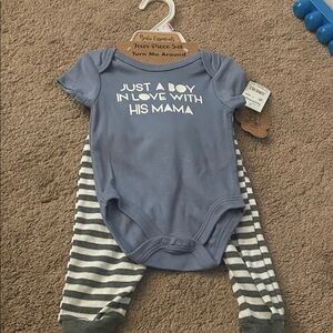 Baby Essentials Navy and Gray Bodysuit Set